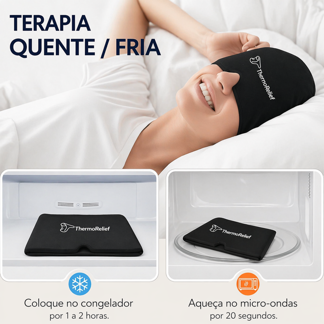 ThermoRelief PRO™ - Chapéu terapêutico com função de calor e frio para aliviar enxaquecas e tensão.