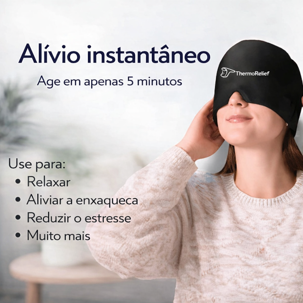ThermoRelief PRO™ - Chapéu terapêutico com função de calor e frio para aliviar enxaquecas e tensão.