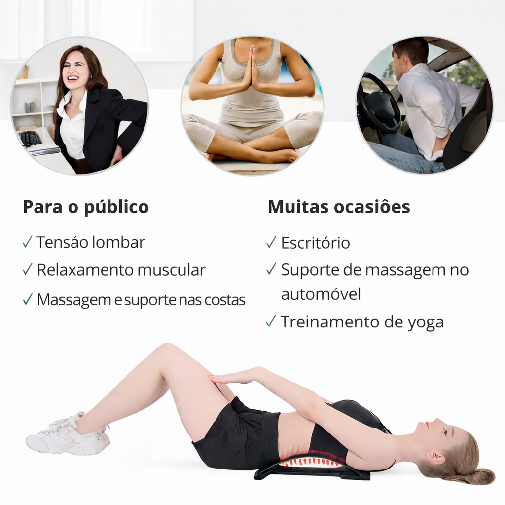 Aparelho ortopédico para alongamento lombar – Massagem e alívio da dor nas costas
