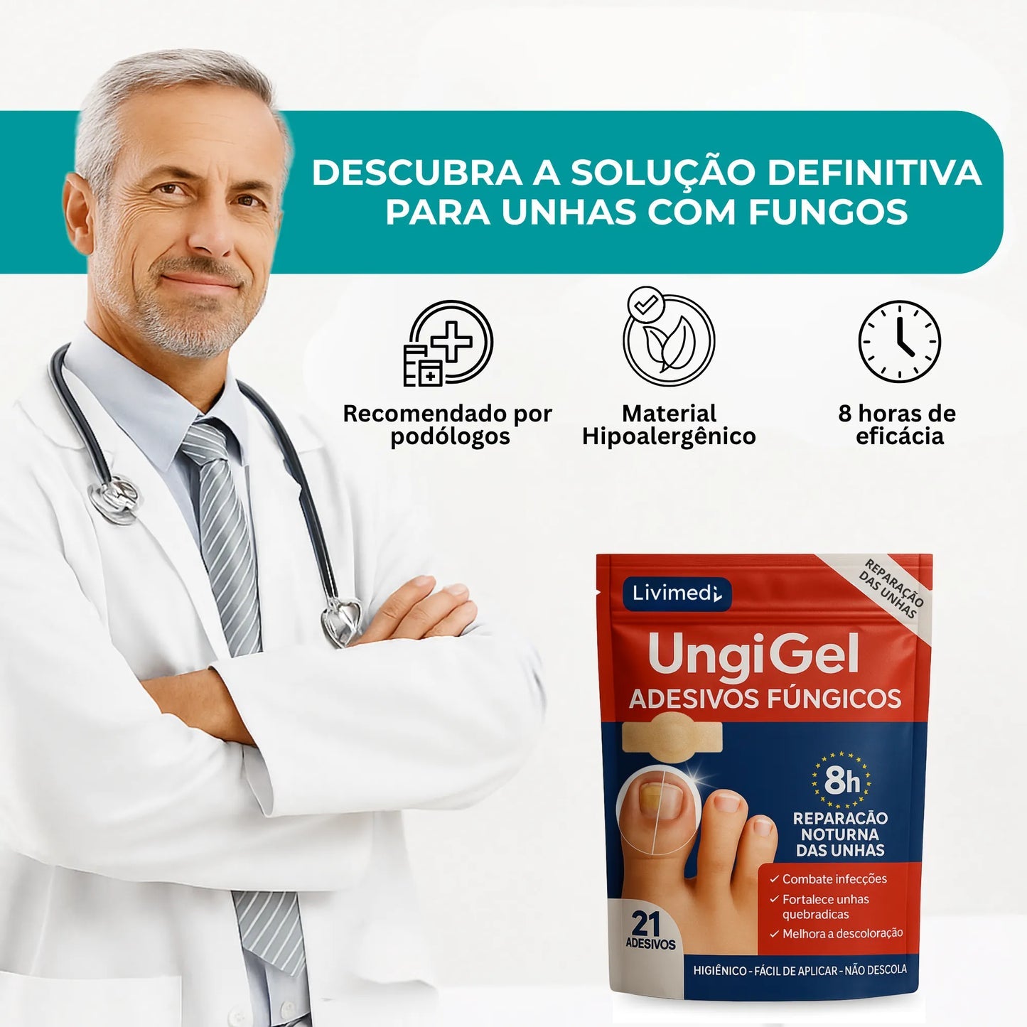 Adesivo antifúngico para unhas - Nail Shield™
